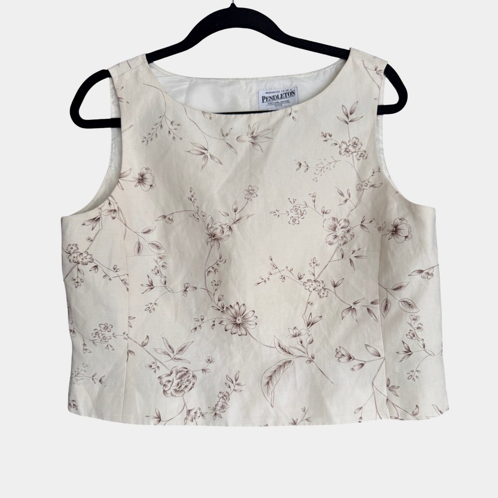 Title: Vintage Pendleton Silk Linen Floral Shell Tank Petite 14